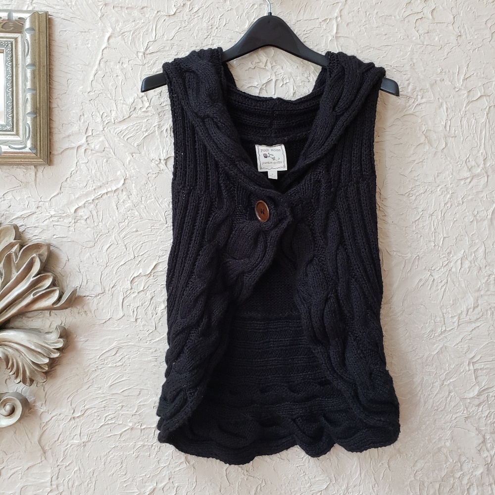 Pink Rose Cableknit Sweater Vest.